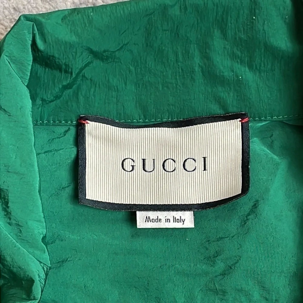 Gucci Oversized Nylon Track Jacket Water Repellent Black Green Red Mens Sz M